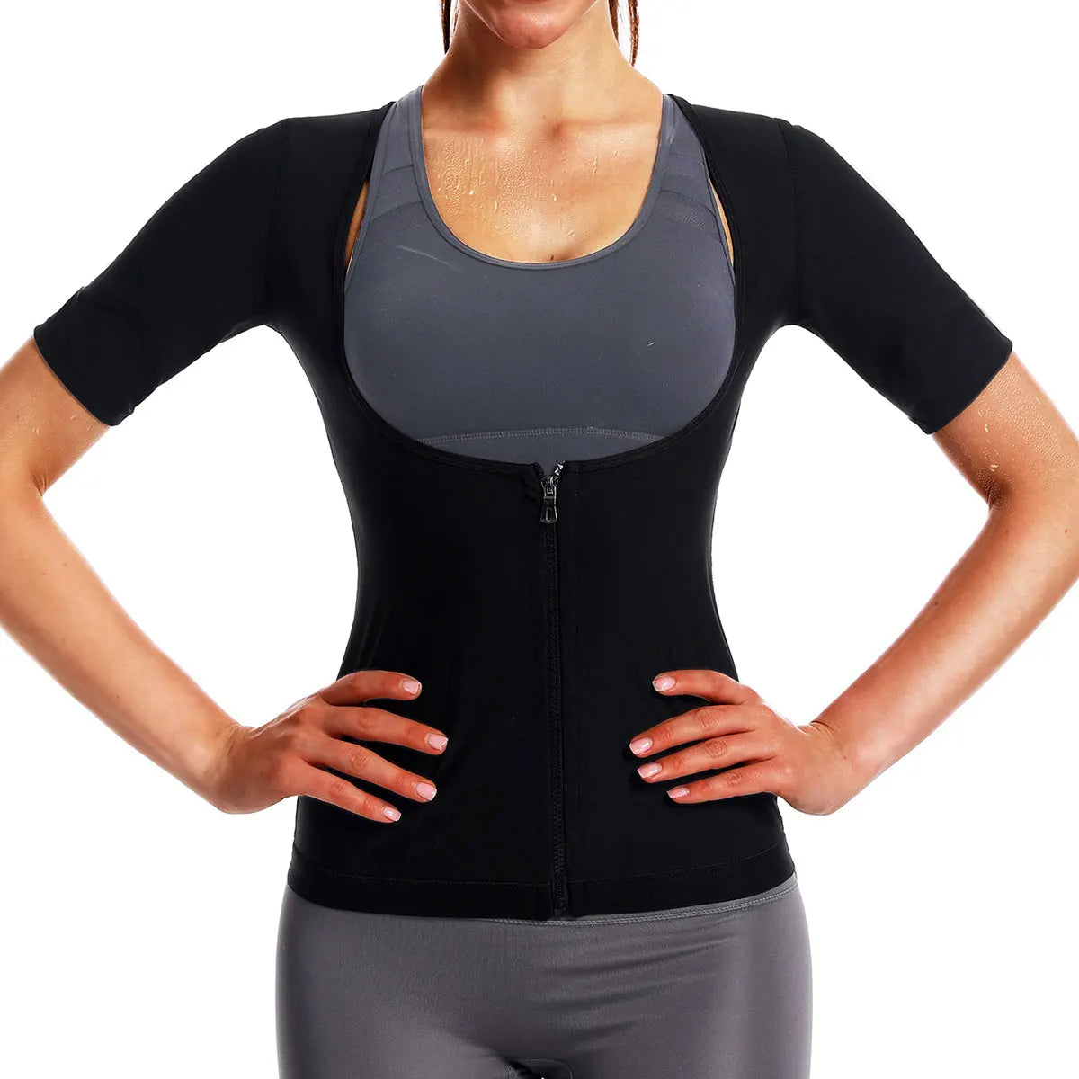 Sauna Suits for Women Weight Loss Slimming Sweat Vest Waist Trainer Fitness Body Shaper Zipper Fat Burn Trimmer Tops