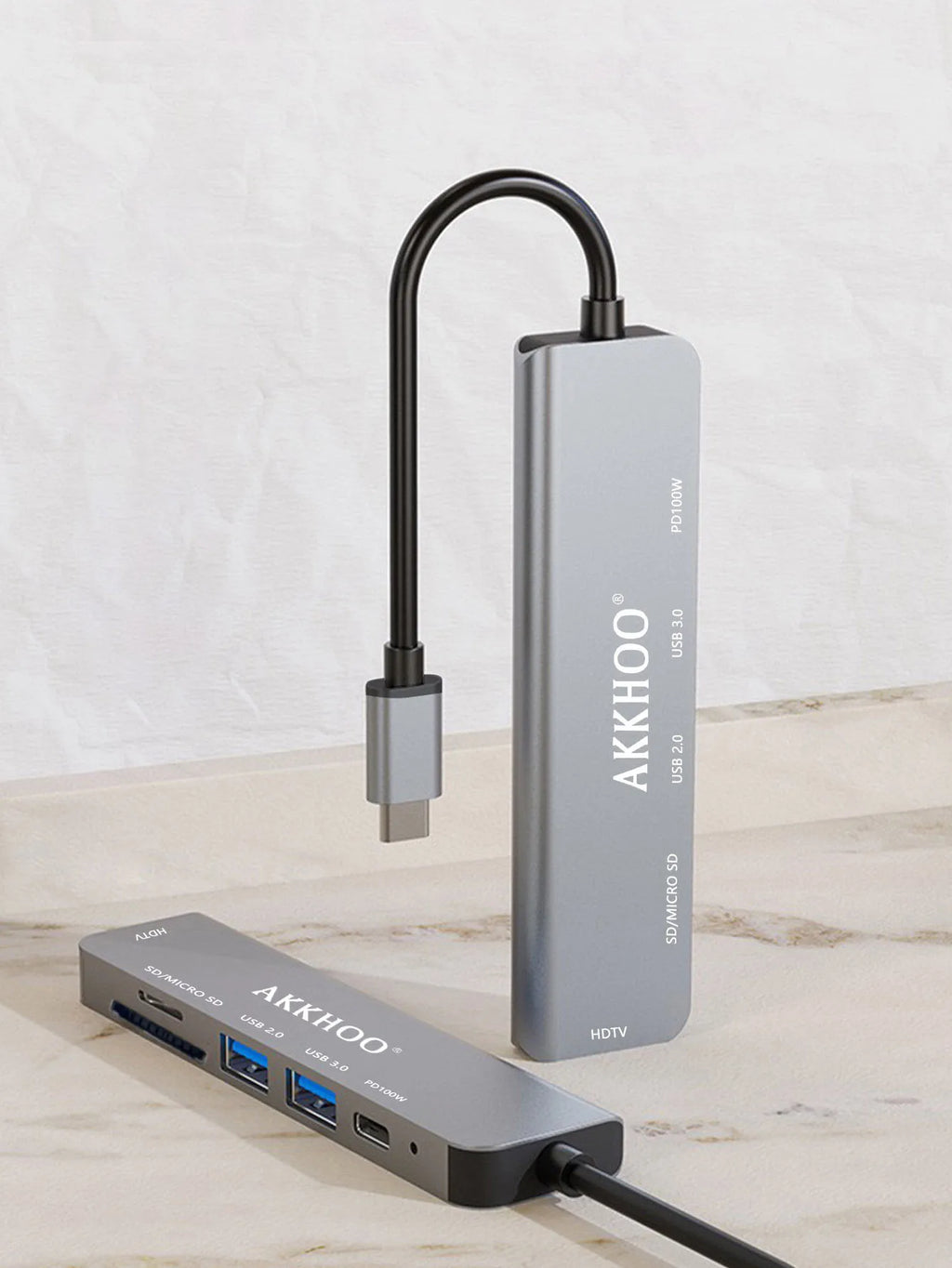 6 in 1 Type-c docking station, support 100WPD fast charge, SD/TF card dual card slot, portable multi-function docking station