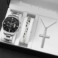 3PCS/Set Fashion Men's Stainless Steel Band Watch Casual Calendar Quartz Watch Jewelry Set（Without Box）