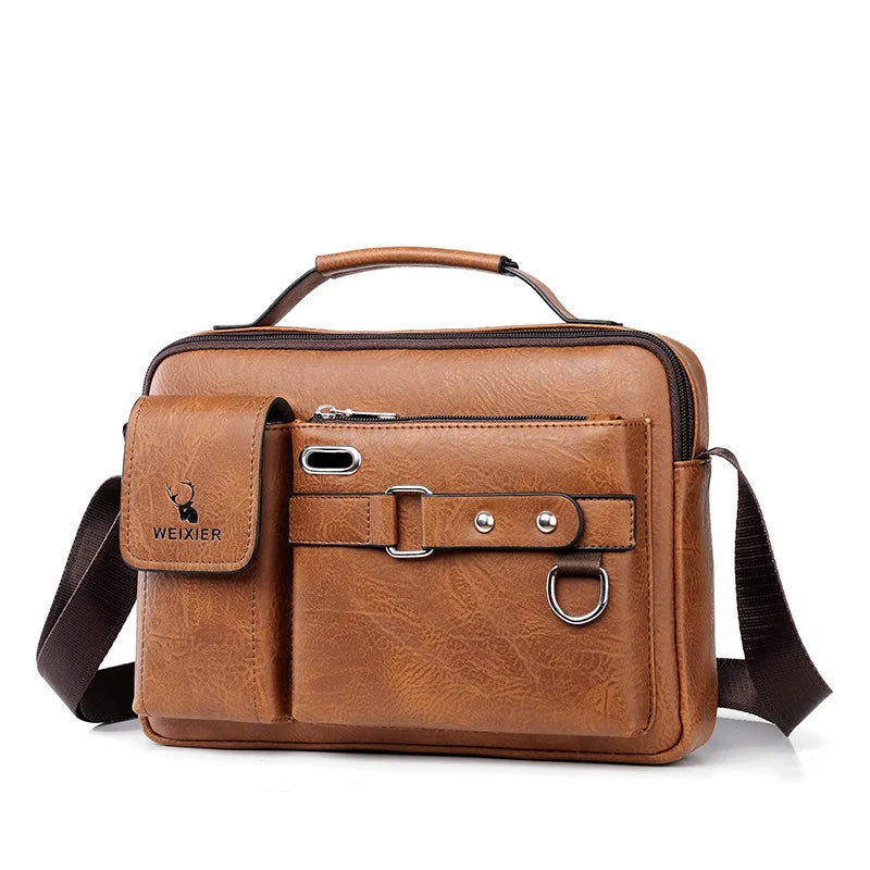 WEIXIER Fashion Men's Shoulder Bag Portable PU Leather Handbag Business Briefcase Travel Man Crossbody Bags Brand Qualit Men Bag