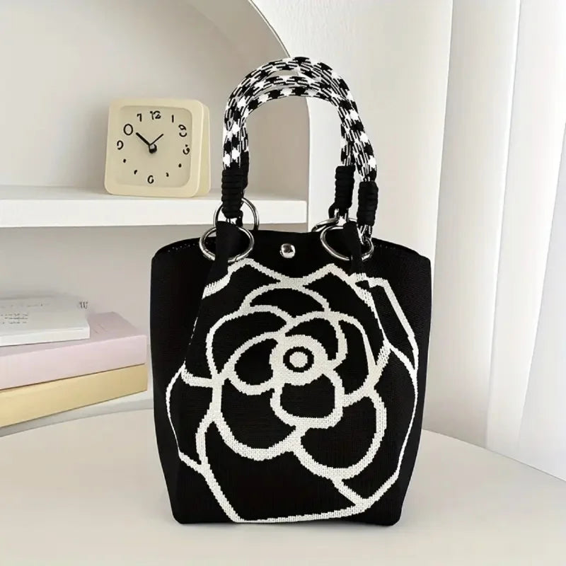 Portable Handbag Large Capaci Knitted Tote Bag for Work Commuting Outings Miscellaneous Items Korean Japanese Sle Handbag