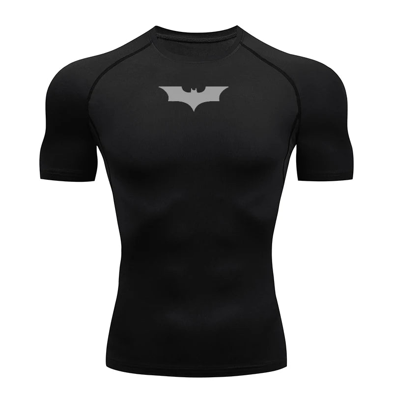 Bat Printed Men's Tight T-Shirt Running Compression Compression T Shirt Gym Fitness Jogging Short Sleeve Male Casual Shirt Tops