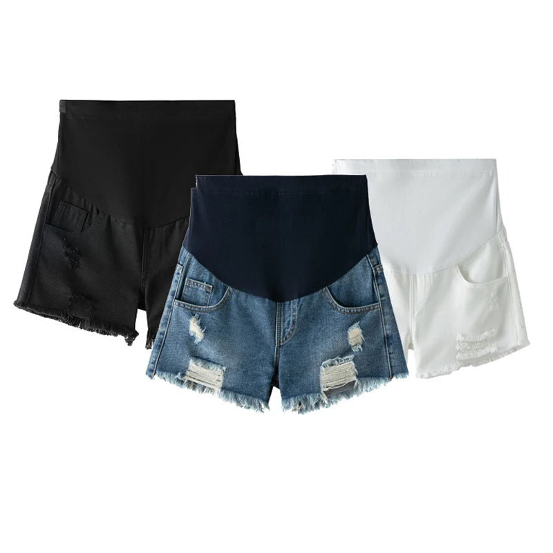 Large Size Maternity Shorts High Waisted Elastic Pregnancy Denim Pants Summer Short Jeans for Pregnant Women