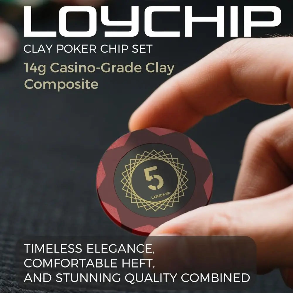 500 Piece Poker Chip Set Texas Holdem Blackjack 14g Heavy Clay Composite Numbered Chips with Case 2 Decks s Dice Dealer Small Bi