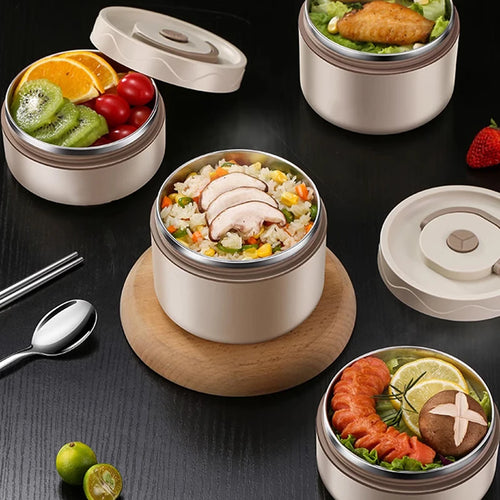 304 Stainless Steel Insulated Lunch Box with Storage Bag Portable Double-layer Covered Lunch Box Office Student Sealed Lunch Box