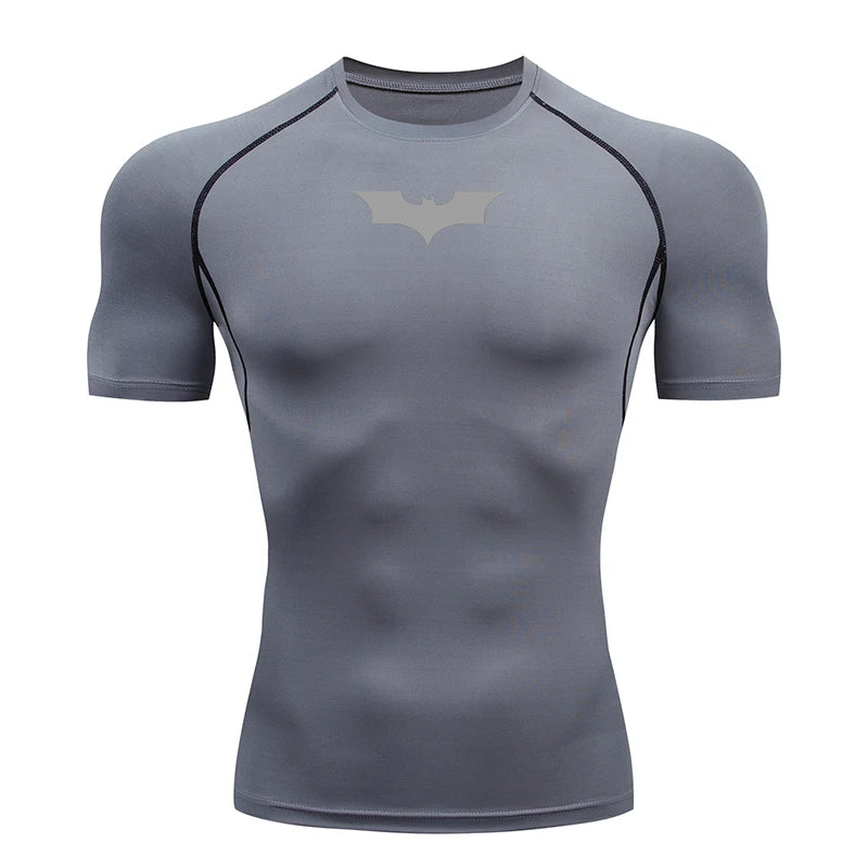 Bat Printed Men's Tight T-Shirt Running Compression Compression T Shirt Gym Fitness Jogging Short Sleeve Male Casual Shirt Tops