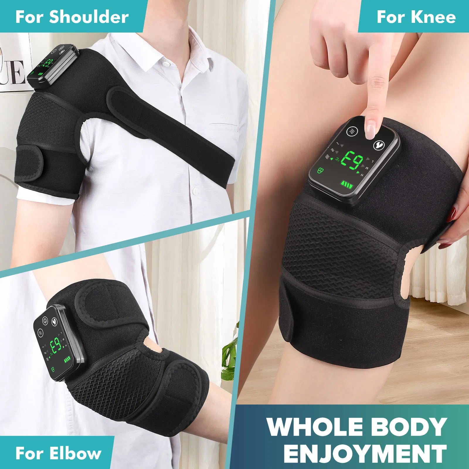 3 in 1 Cordless Thermal Knee Pad Knee Shoulder Massager Vibration Leg Arm Joint Brace Muscle Relax Joint Brace Muscle Relaxation