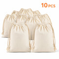 Canvas Drawstring Bags Bulk, 5/10PCS Beige Pouches, 4 Sizes Storage Bags for Gifts, Jewelry, Coffee Beans, Travel & Organization