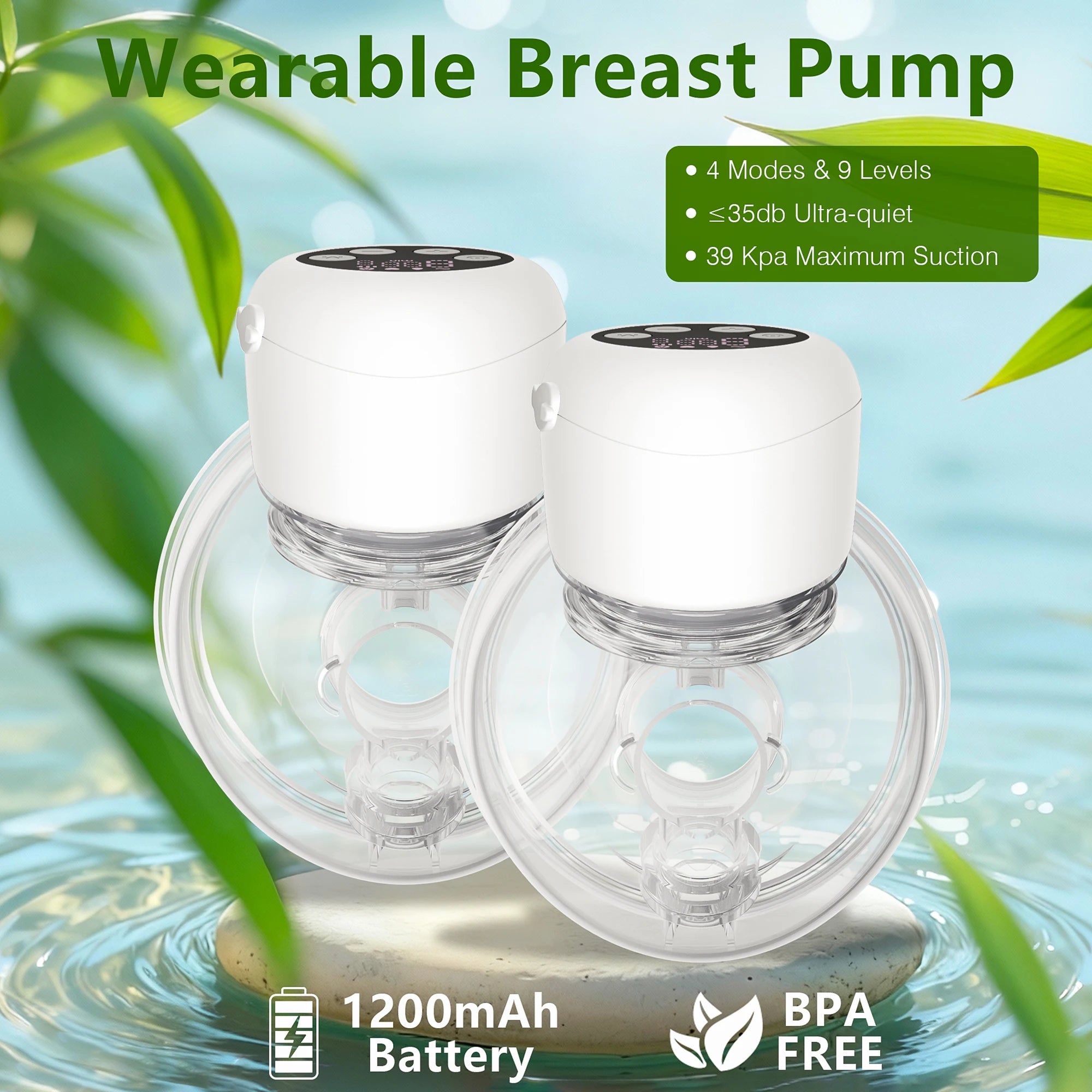 Hands-Free Wearable Breast Pump -  Electric Silent 4 Modes 9 Suction Levels, BPA-Free Portable 24mm Flange for Breastfeeding