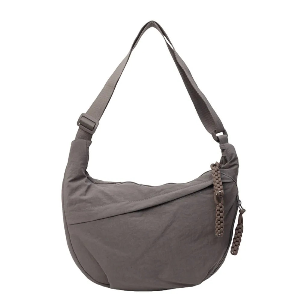 Nylon Crossbody Bags Large Capacity Korean Simplified Shoulder Bag Lightweight Solid Color Dumpling Bag Travel Sports Hobos Bag