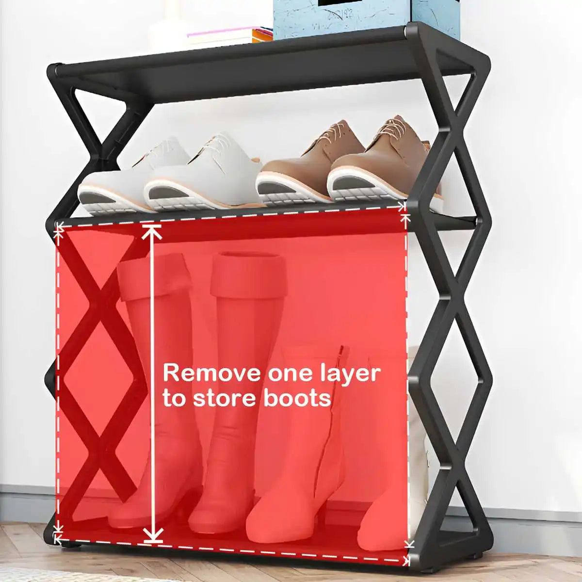 Hot 4-Tier X-Type Shoe Storage Rack, Dorm Rooms Multifunctional X-shaped Dust-proof Storage Rack for Entryways Hallways Bedrooms