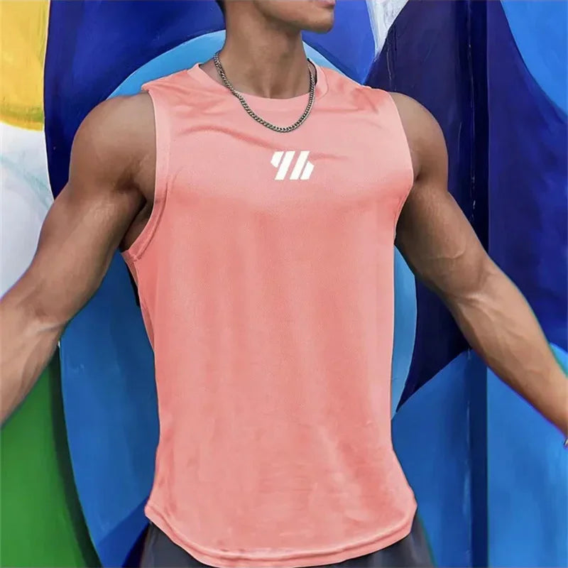 Summer Men's Gym Tank Top Fitness Training Clothing Quick-drying Loose Bodybuilding Sleeveless Shirt Men Fashion Basketball Vest