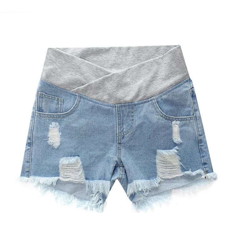 Large Size Maternity Shorts High Waisted Elastic Pregnancy Denim Pants Summer Short Jeans for Pregnant Women