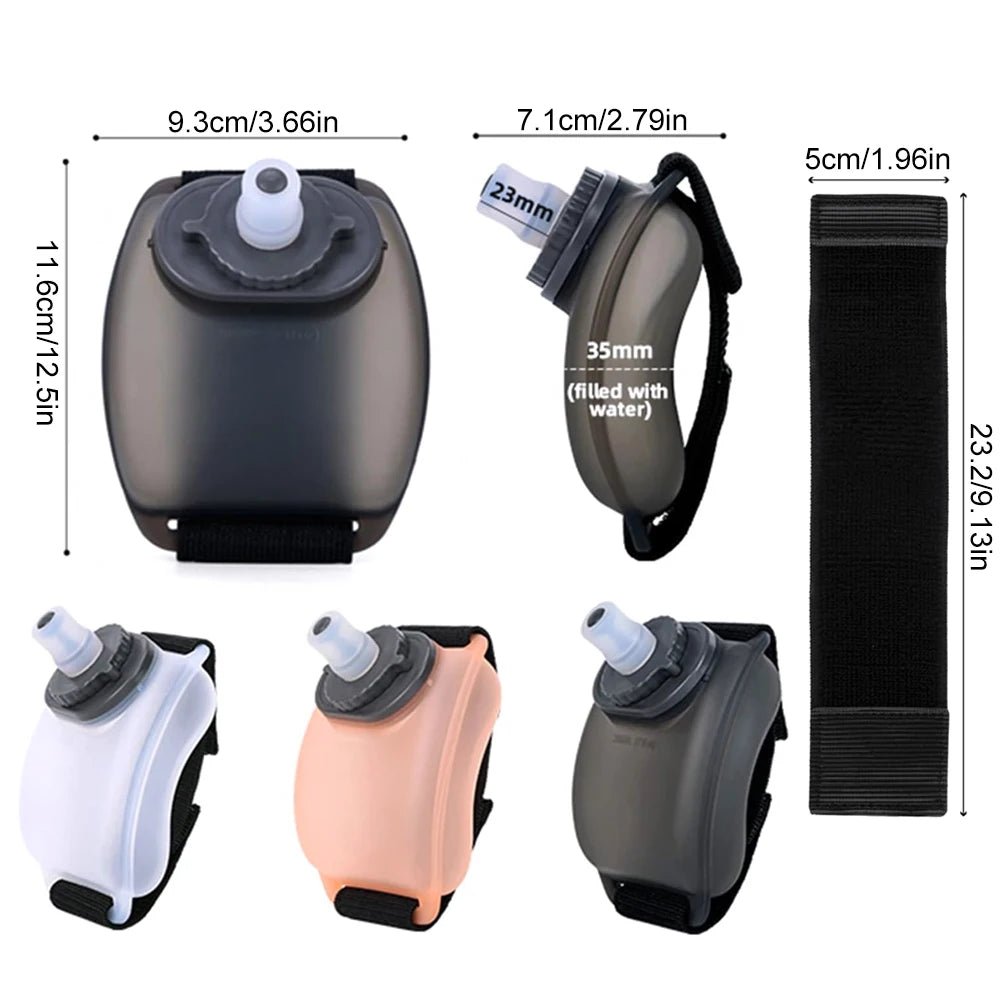 Wrist Water Bottle,Wearable HandsFree Silicone 200 ml Running Water Bottle,Portable Fitness Cycling Marathon Rock Climbing