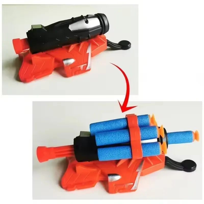 Children's wrist toy five hole wristband hero launcher soft spring suction cup spinning spray