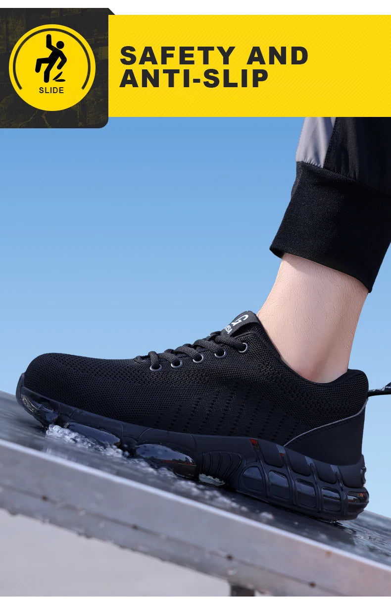 Comfortable Lightweight Black Safety Construction Working Shoes Anti-Smash Anti-Puncture