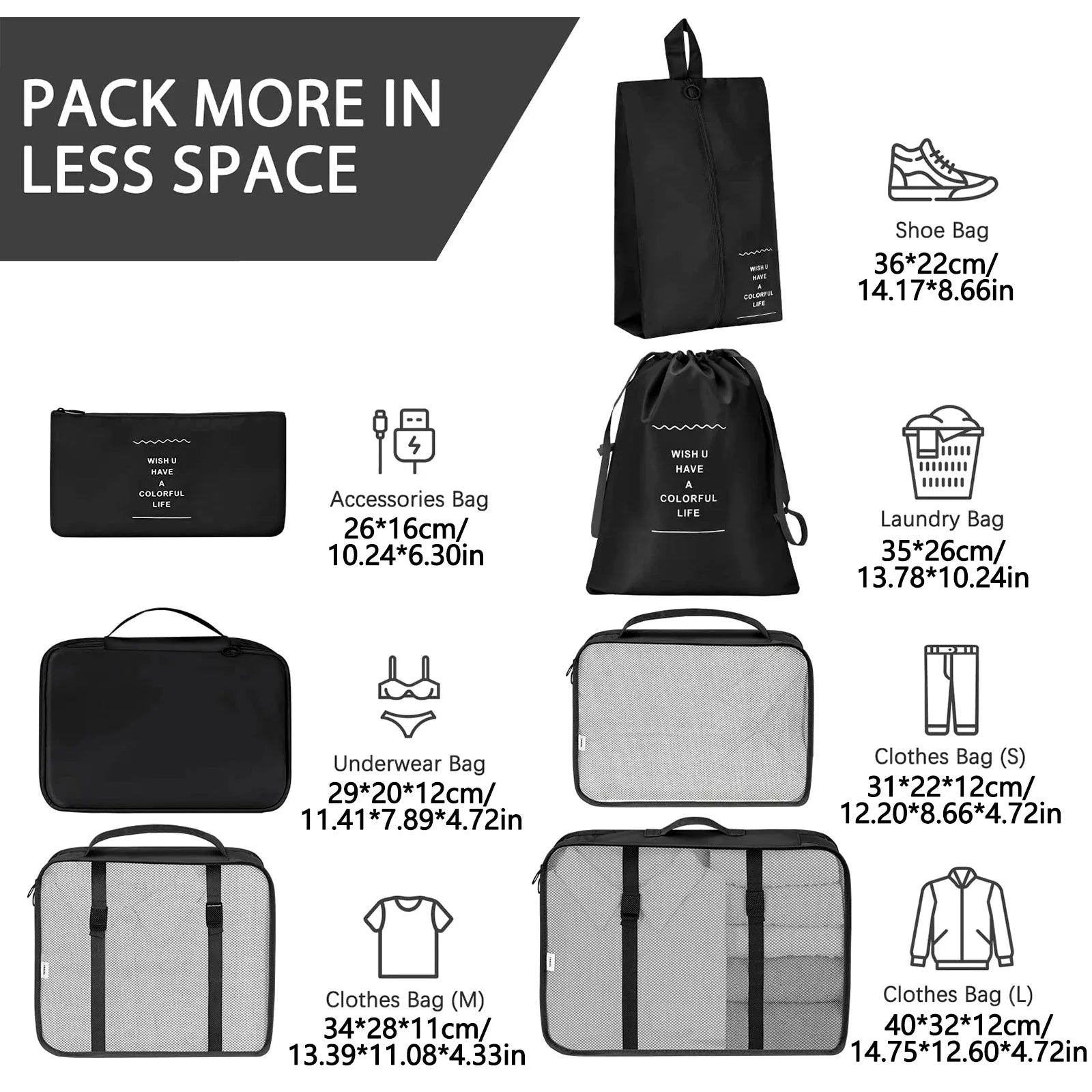 Travel Set Storage Bags Clothes Digital Toiletries Shoes Organizer bag Student Dormitories Clothing Sorting Bags Packing Cubes
