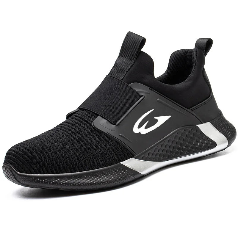Black Lightweight Work Sneakers Anti-Impact And Anti-Piercing Safety Shoes Comfortable Breathable Construction Working Boots