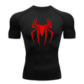 2025 Men's Spider Print Compression Shirt, Quick Dry T-Shirt, Gym Running Jersey, Breathable Short Sleeve, Spring, Summer, S-3XL