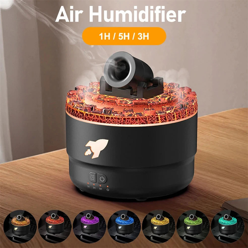 Volcanic Crack Light  Aromatherapy Humidifier Jellyfish Spray Air Humidifier 7 Colors Gradient Night Light Bedroom Diffuser