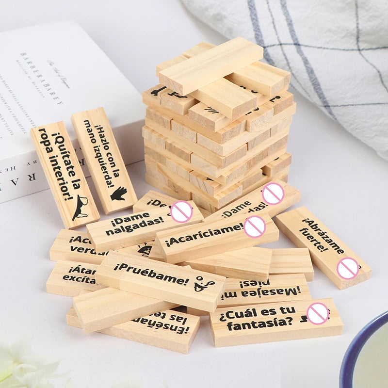 New 48Pcs Dating Building Blocks For Date Nights Valentines And Adult Party Games Tower Game Deluxe Naughty Wooden Couple Toys