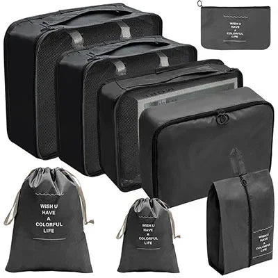 8/9PCS Set Packing Cubes For Travel Waterproof Clothes Underwear Shoes Toiletries Organizer Tidy Pouch Travel Storage Bag