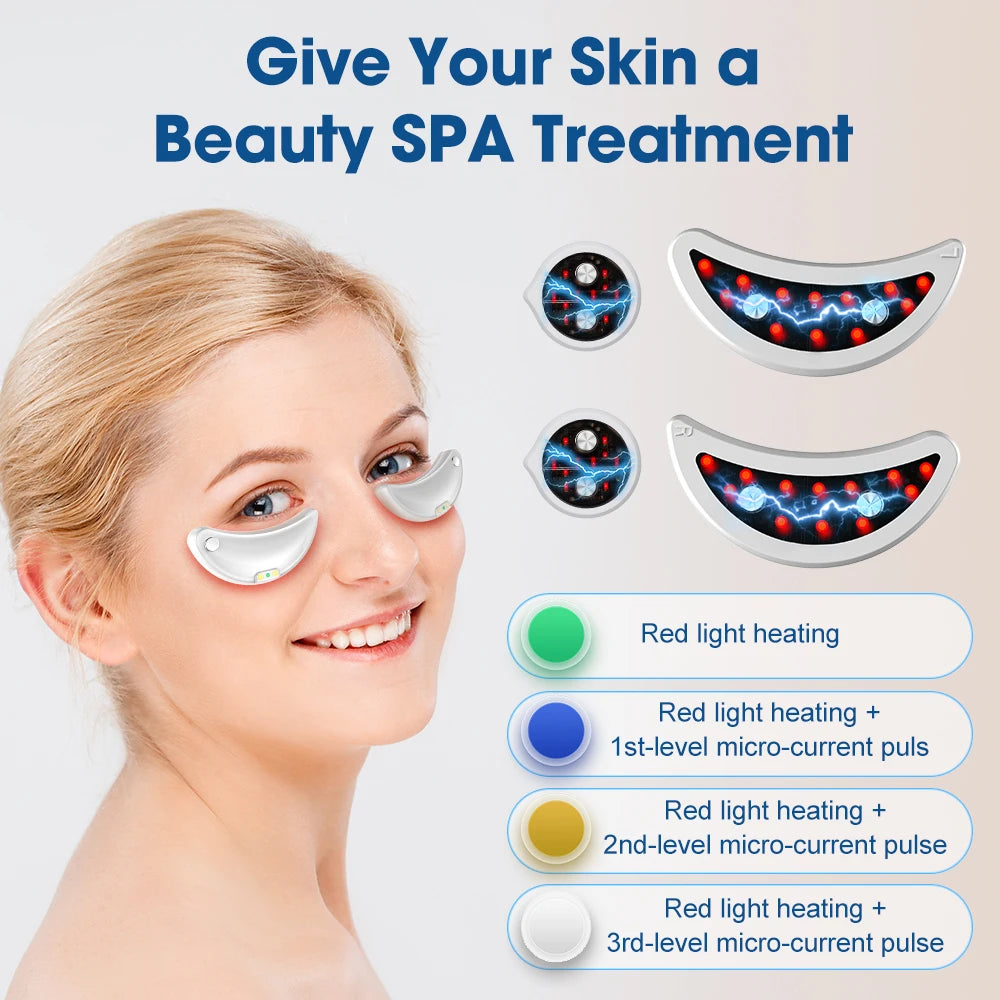 660nm Red Light Eye Massager with EMS Anti-Aging Eye Care Device Reduce Bags & Dark Circles Portable Eye Rejuvenation Pads