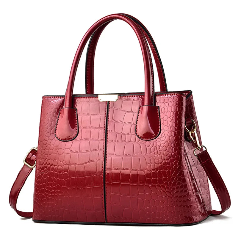 Leather Patent Leather Shoulder Crossbody Bag Women Luxury Designer Handbag Pruse Fashion Large Capacity Shopping Tote