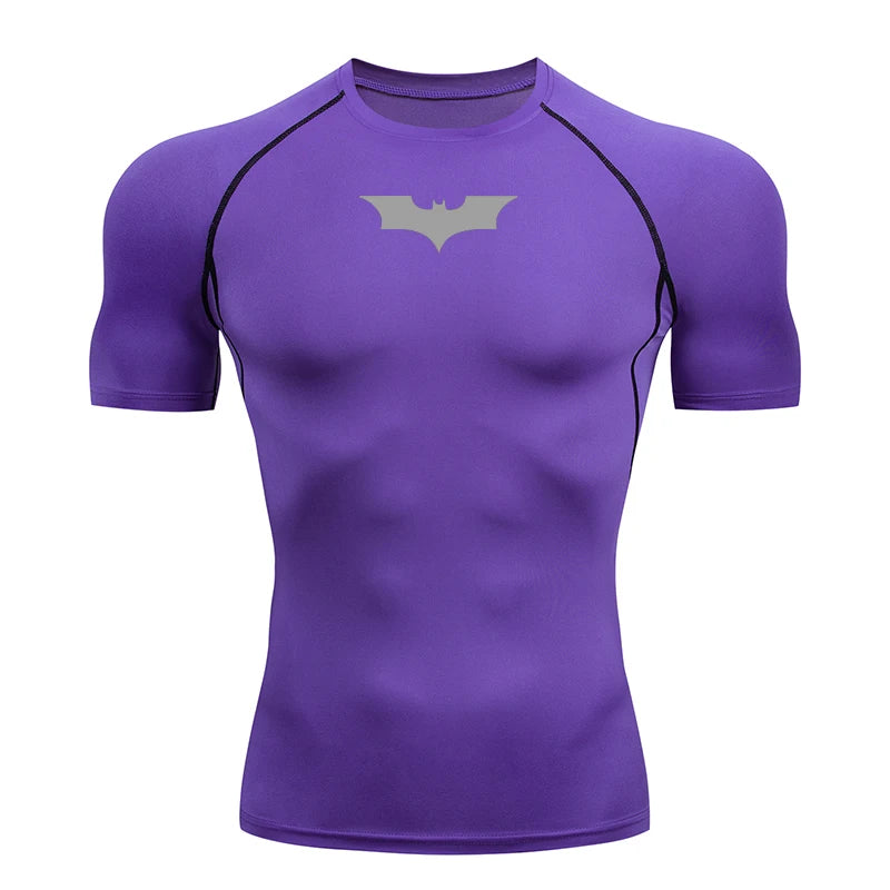 Bat Printed Men's Tight T-Shirt Running Compression Compression T Shirt Gym Fitness Jogging Short Sleeve Male Casual Shirt Tops