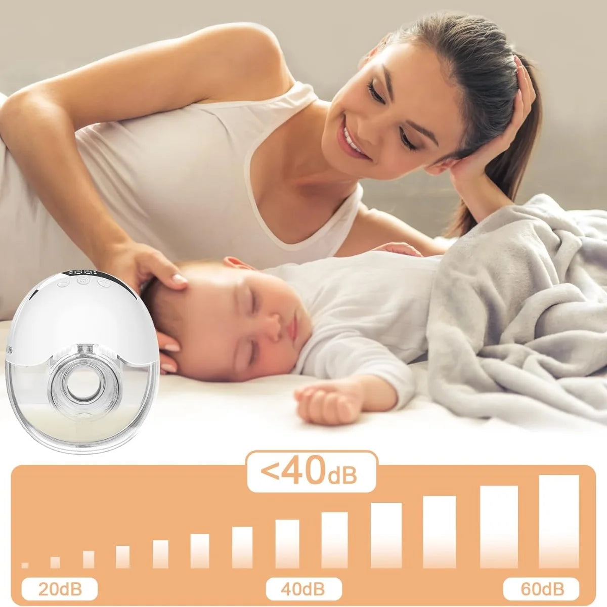 Wearable Breast Pump, Hands-Free Electric Breast Pump with 4 Mode 12 Levels, 220ml Large Capacity Design & Low Noise