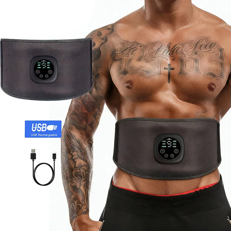Muscle Stimulator Abdominal Toning Belt Muscle Toner Smart Abs Training Gear USB Charge Body Massager Home Gym Fitness Equipment