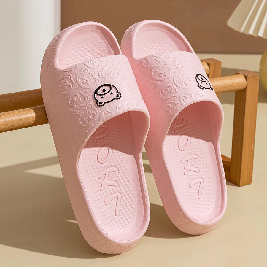 Summer Fashion Slippers Printting Little Bear Sandals Indoor Bathroom Non-slip