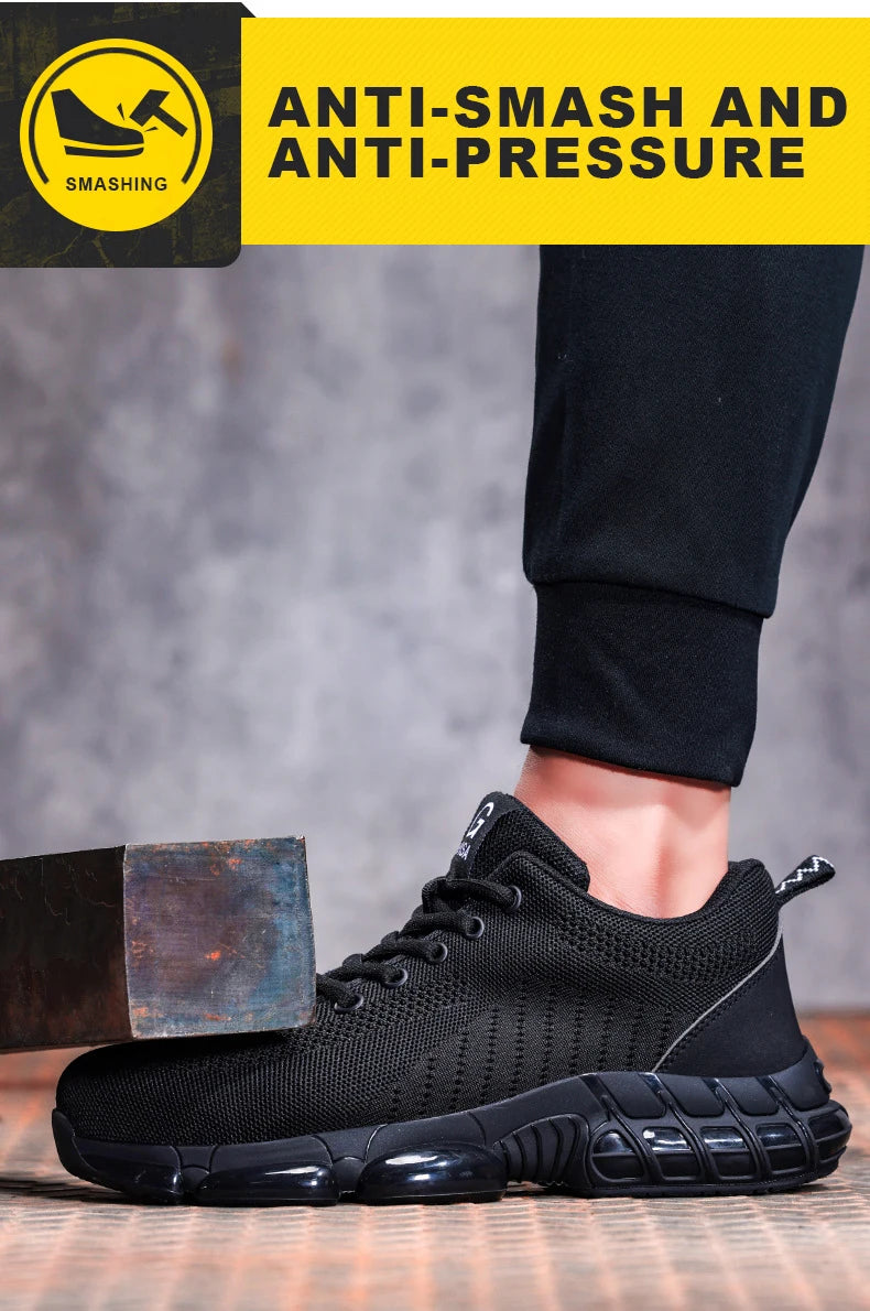 Comfortable Lightweight Black Safety Construction Working Shoes Anti-Smash Anti-Puncture