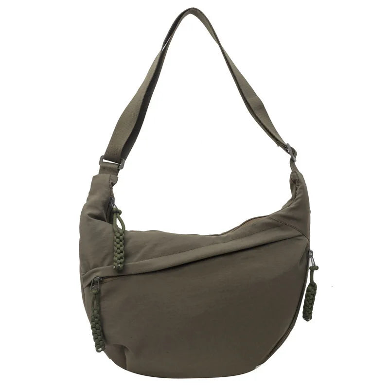 Nylon Crossbody Bags Large Capacity Korean Simplified Shoulder Bag Lightweight Solid Color Dumpling Bag Travel Sports Hobos Bag