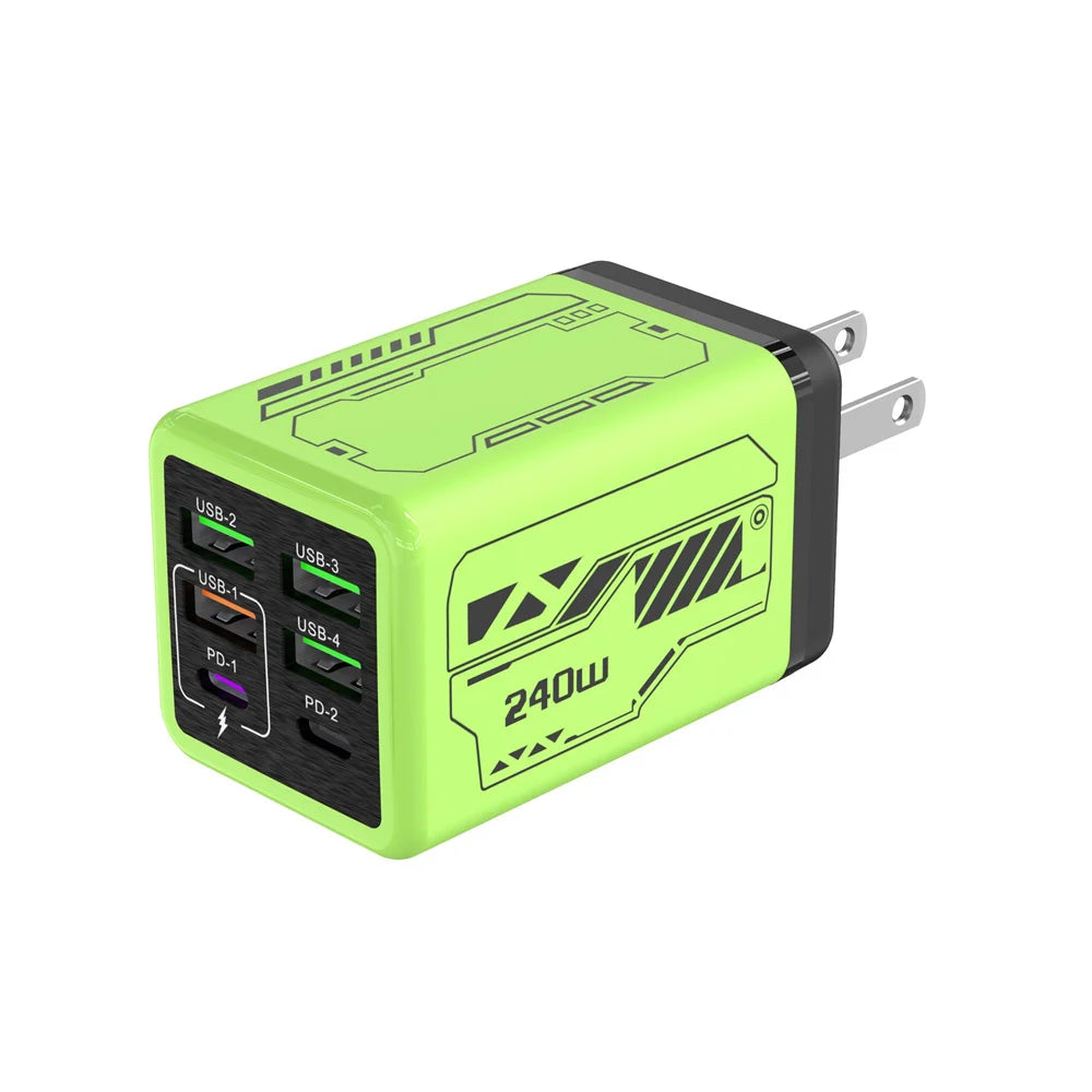 USB A Charger 240W Type C PD Quick Charger Fast Charging Muti Ports Mobile Phone Wall Adapter For iPhone Samsung Xiaomi Huawei