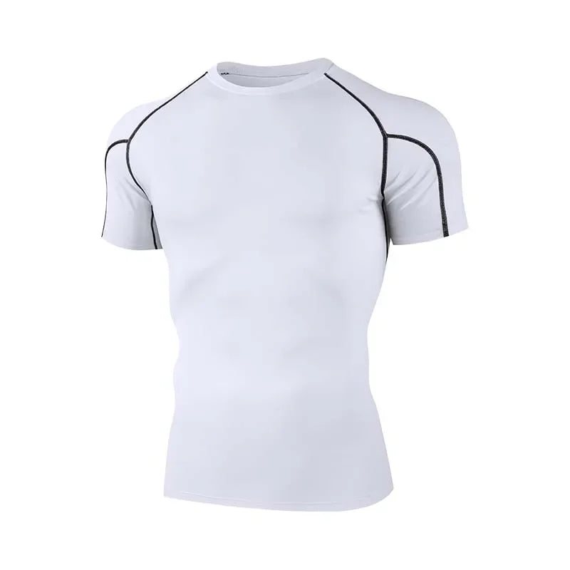 Compressed T-shirt Men's sportswear Running T-shirt Elastic Quick-drying Exercise T-shirt for men exercising in the gym