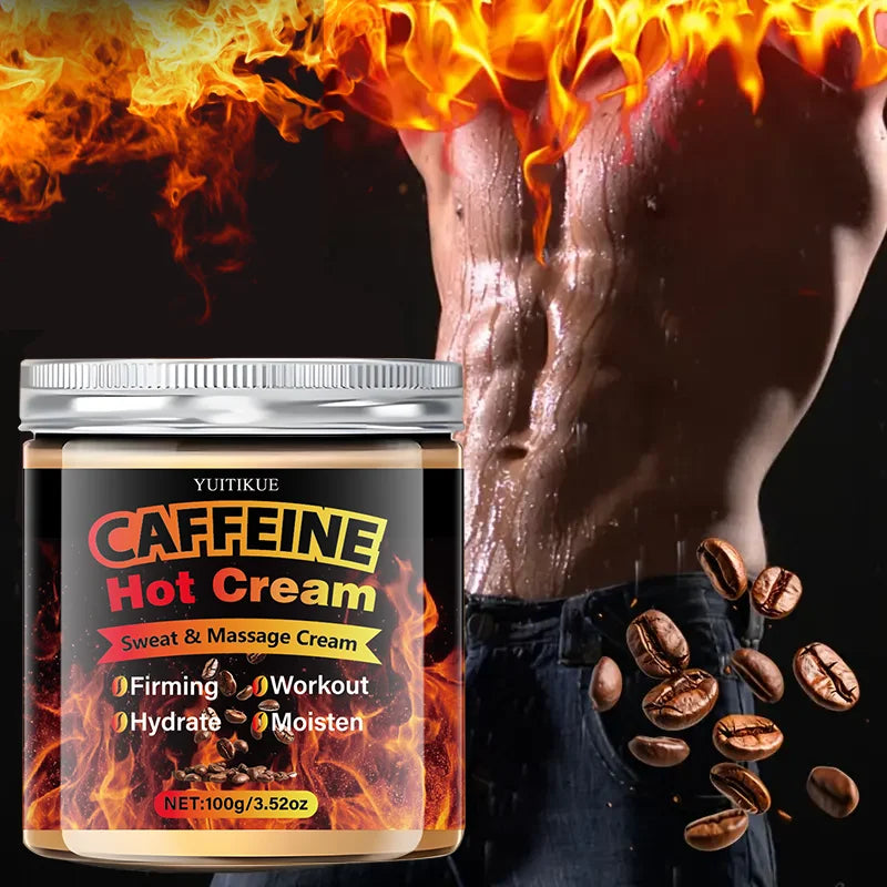 Caffeine Hot Cream 100g - Thermogenic Sweat & Massage Cream, Tightens & Moisturizes for Workout Body Sculpting
