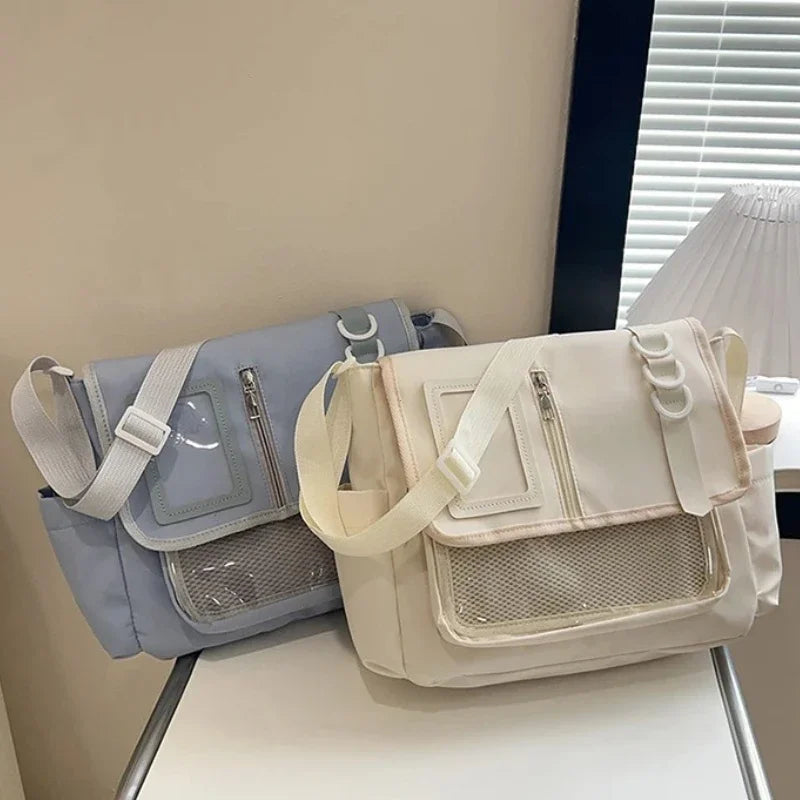 Japanese Harajuku School Bags for Girls New Transparent Itabag Shoulder Crossbody Bag DIY Badges Display Plate Ita Bag
