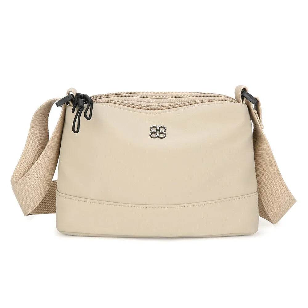 Solid Color Casual Style Handbag Soft Nylon Cloth Women Shoulder Bag Multiple Pockets Tote Bag Student Bag