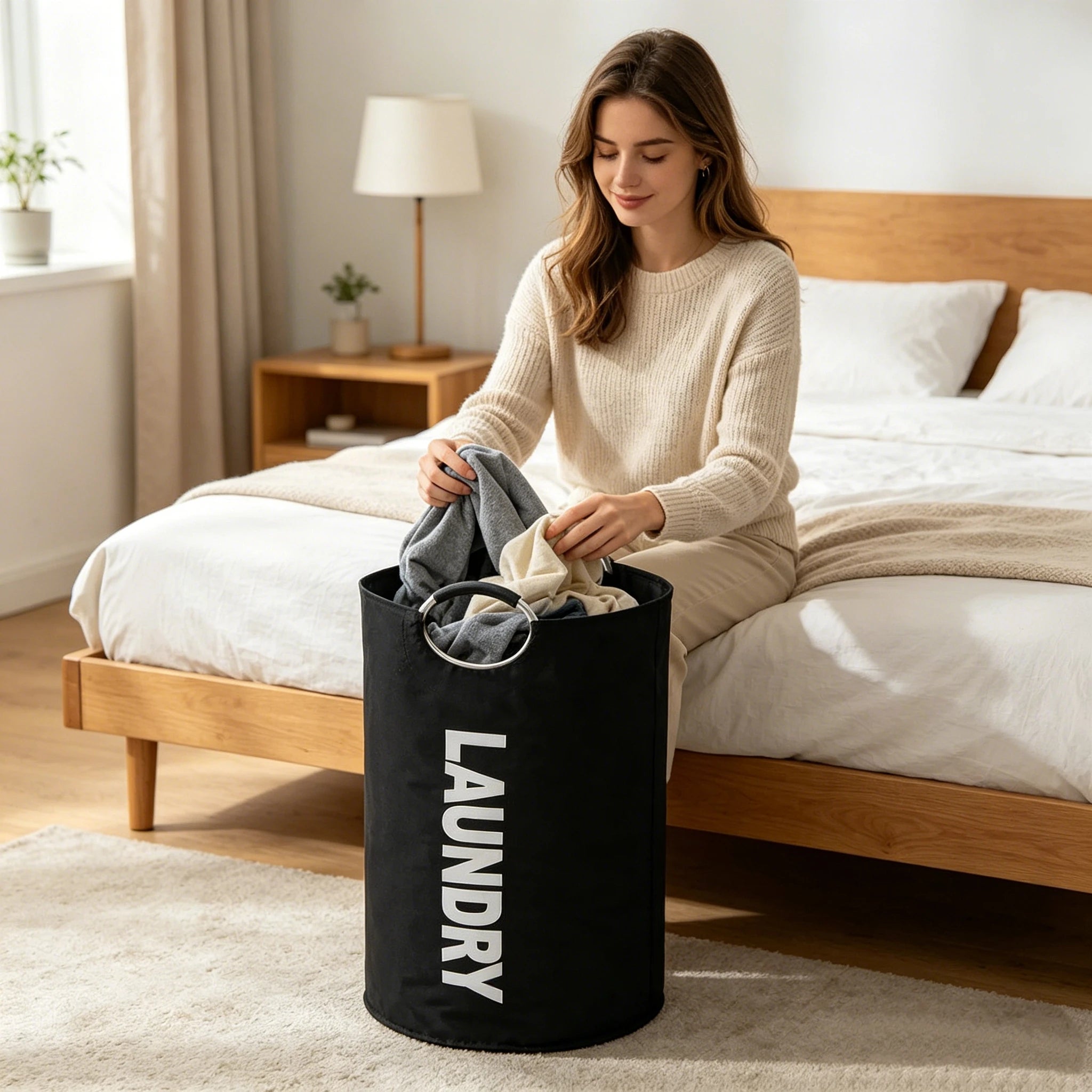 Extra-Large Waterproof Laundry Basket with Padded Handle - Foldable, Multi-Purpose Storage for Bathroom, Laundry Room, Balcony