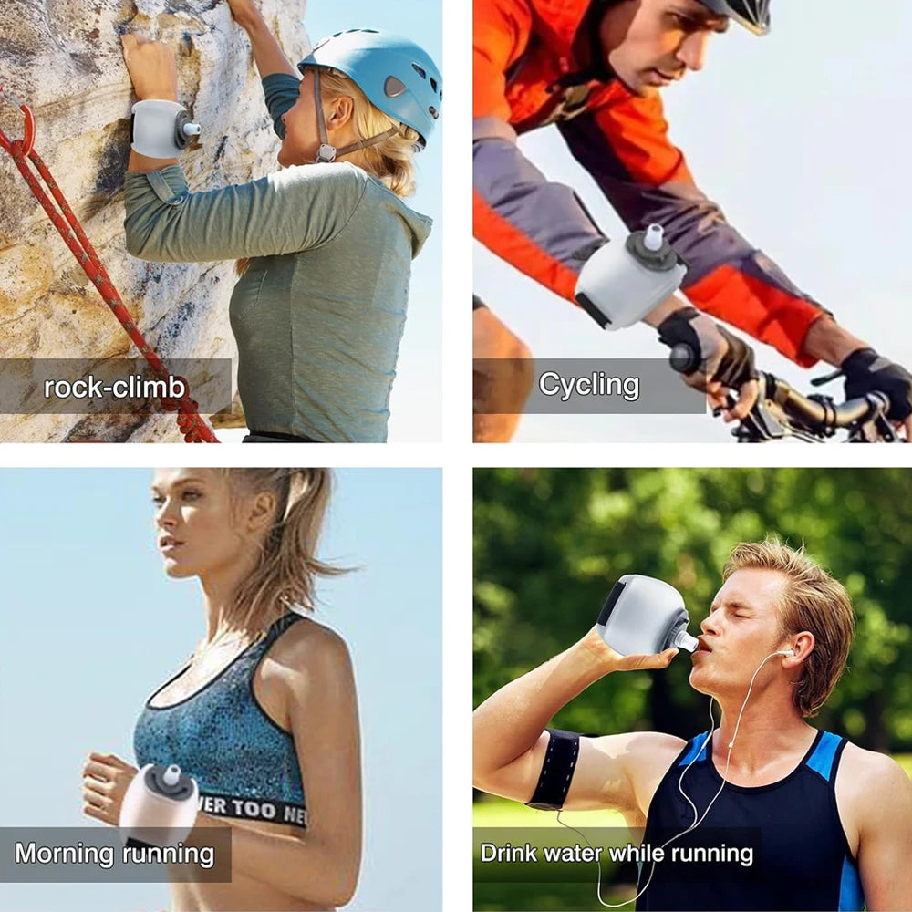 Wrist Water Bottle,Wearable HandsFree Silicone 200 ml Running Water Bottle,Portable Fitness Cycling Marathon Rock Climbing