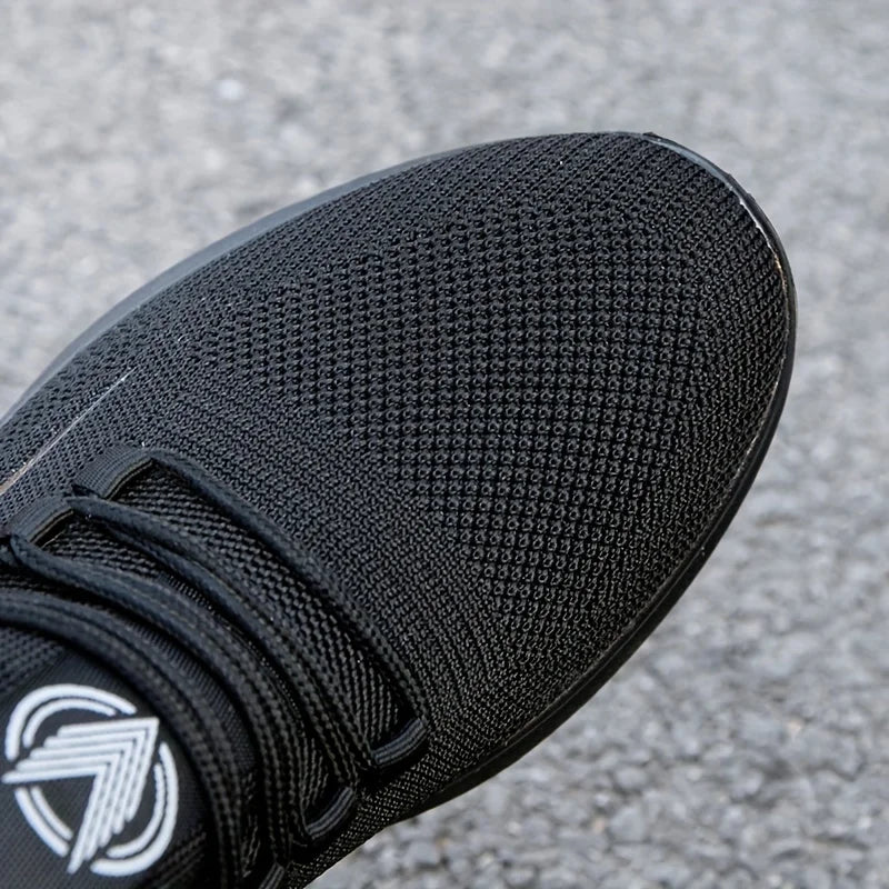 Breathable Lightweight Men's Knit Sneakers Slip Resistant Training Shoes for Running Basketball Black White Sports Shoes PU Sole
