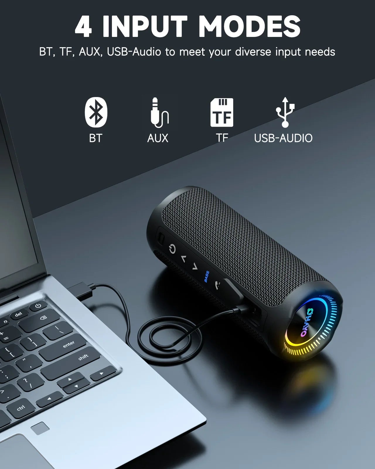 OHAYO Portable Bluetooth Speakers Wireless Loud Stereo Sound IPX7 Waterproof Outdoor Portable 35W Super Bass Speaker for Party