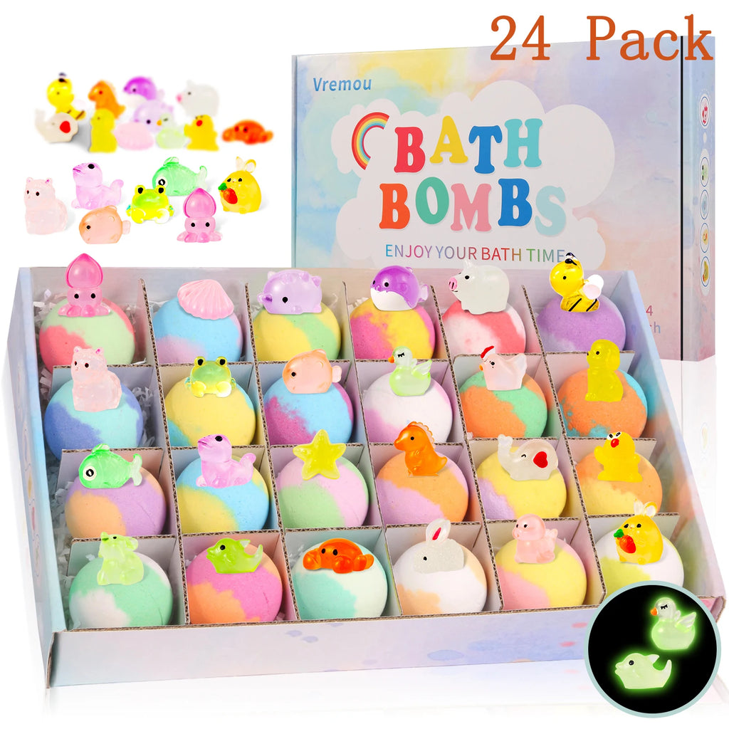 15Pack/24Pack Bath Bombs for Kids with Surprise Inside, Natural Organic Kids Bubble Bath Fizzy for Girls Boys