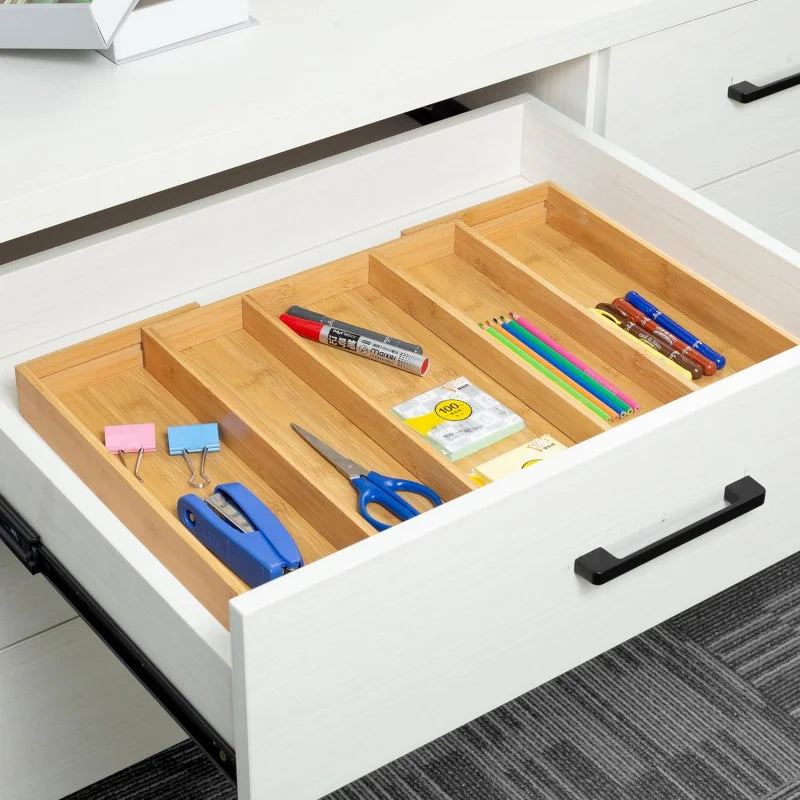 Expandable Bamboo Kitchen Drawer Organizer,Adjustable Cutlery Holder and Cutlery Tray Organizer,Drawer divider for silverware,Ta