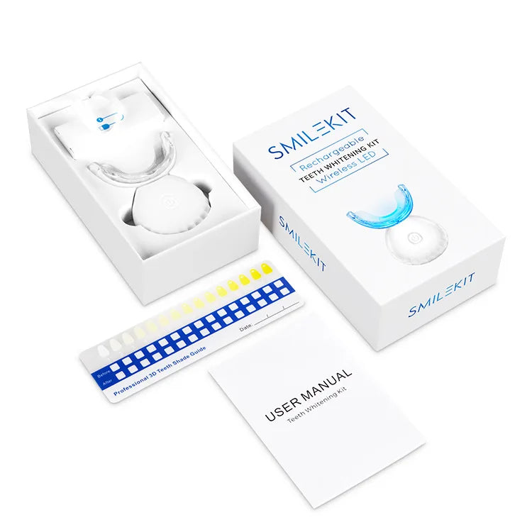 Teeth Whitening Kit with Wireless Charging, LED Light Teeth Whitener & Gel, At-Home White Smile Care System