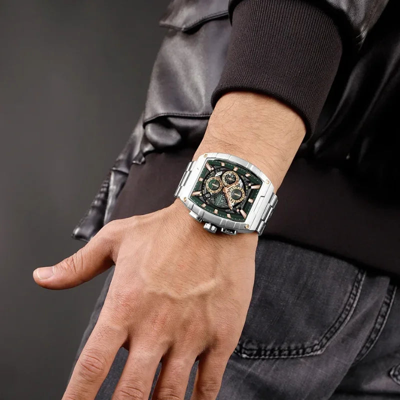 NAVIFORCE Luxury Tonneau Quartz Wristwatch Top Brand Men's Watches Waterproof Chronograph Watch for Men 2025 Auto Date Clock