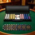 SLOWPLAY 14g Clay Poker Chips Set for Texas Hold'em, 500 PCS, with Numbered Values, Art Deco Style, and Carrying Case