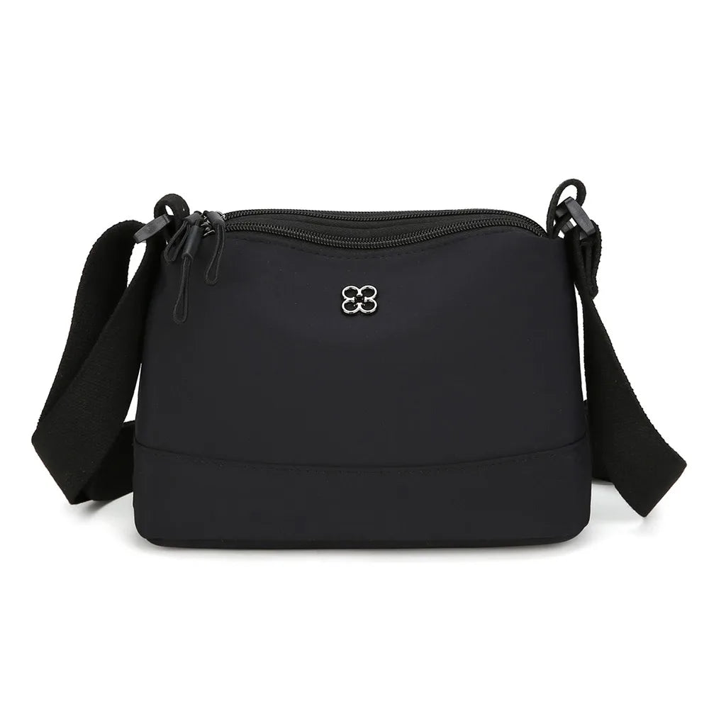 New Soft Nylon Cloth Women Shoulder Bag Multiple Pockets Casual Style Handbag Solid Color Crossbody Bags Girls