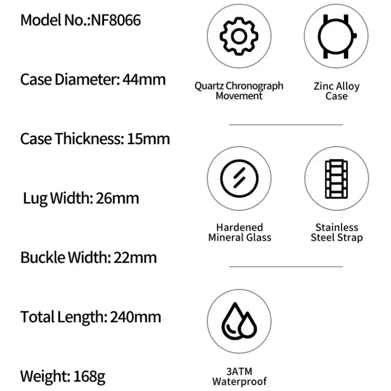 NAVIFORCE Luxury Tonneau Quartz Wristwatch Top Brand Men's Watches Waterproof Chronograph Watch for Men 2025 Auto Date Clock